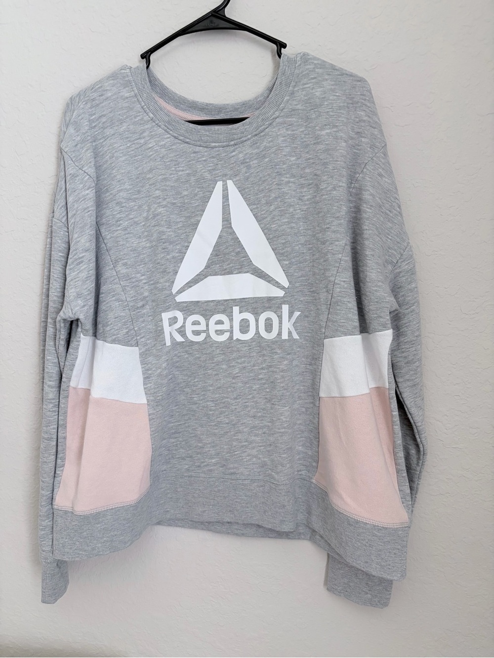 Reebok Gray Crewneck Sweatshirt with Pink & White Panels
